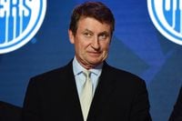Jun 21, 2019; Vancouver, BC, Canada; Wayne Gretzky on stage as Philip Broberg is selected as the number eight overall pick to the Edmonton Oilers in the first round of the 2019 NHL Draft at Rogers Arena. Mandatory Credit: Anne-Marie Sorvin-USA TODAY Sports