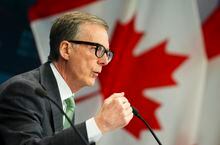 Bank of Canada governor Tiff Macklem holds a press conference at the Bank of Canada in Ottawa on Wednesday, April 12, 2023. THE CANADIAN PRESS/Sean Kilpatrick