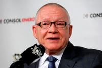 FILE - In this April 28, 2015, file photo, Pittsburgh Penguins general manager Jim Rutherford speaks during an NHL hockey press conference at Consol Energy Center in Pittsburgh. The team announced Wednesday, Nov. 14, 2018, that it has extended Rutherford's contract through the 2021-22 season. His old deal was set to expire at the end of this season. (AP Photo/Gene J. Puskar, File)