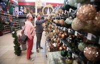 Shoppers browse the Christmas displays at the Canadian Tire store on Sheppard Ave. East on Nov. 5, 2020.