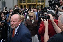 US magazine columnist E. Jean Carroll departs the Manhattan Federal Court in New York City on May 9, 2023. A New York jury ruled Tuesday that Donald Trump was liable for the sexual abuse of an American former magazine columnist in the mid-1990s, multiple US media reported. The nine jurors decided following a civil trial that the ex-president did not rape E. Jean Carroll, but did find him liable for defaming her, The New York Times, CNN and others reported. Trump was ordered to pay Carroll a total of $5 million in damages, the reports said. (Photo by Ed JONES / AFP) (Photo by ED JONES/AFP via Getty Images)