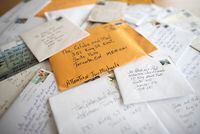 Letters sent to the Globe and Mail on behalf of Michael Spavor and Michael Kovrig, are photographed at the Globe and Mail on Aug 30, 2021. The two are currently detained in China.