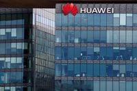 A view shows a Huawei logo at Huawei Technologies France headquarters in Boulogne-Billancourt near Paris, France, July 15, 2020. REUTERS/Gonzalo Fuentes