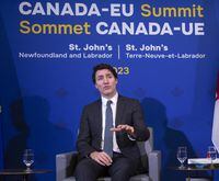 Prime Minister Justin Trudeau attends the second day of the Canada-EU summit in St. John’s on Friday, Nov.24 2023. THE CANADIAN PRESS/Paul Daly