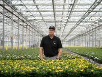 Len Vander Lugt, president and owner of Aldershot Greenhouses Ltd., is photographed amongst some of the Cho roses the company grows, on May 13, 2020.