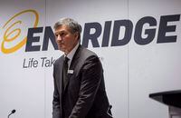 Enbridge president and CEO Al Monaco prepares to address the company's annual meeting in Calgary, Wednesday, May 9, 2018.THE CANADIAN PRESS/Jeff McIntosh