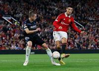 Soccer Football - Europa League - Group E - Manchester United v Real Sociedad - Old Trafford, Manchester, Britain - September 8, 2022 Manchester United's Cristiano Ronaldo shoots at goal REUTERS/Craig Brough