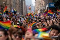 People participate in the 2023 NYC Pride March in Manhattan, in New York City, U.S., June 25, 2023. REUTERS/David Dee Delgado
