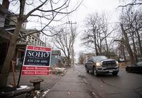 A realtor’s sign sits in front of a home for sale on Lee Ave, in Toronto’s Beach neighbourhood on Jan 5, 2022. Fred Lum/The Globe and Mail.