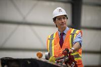 Prime Minister Justin Trudeau tours the Vital Metals rare earth elements processing plant in Saskatoon during a media event on Monday, Jan. 16, 2023. Saskatchewan Premier Scott Moe says the Prime Minister's Office has apologized for leaving him off the invite list. THE CANADIAN PRESS/Liam Richards