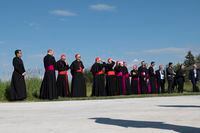 Cardinals and bishops wait for Pope Francis to arrive in Lac Ste. Anne, Alberta, Canada, July 26, 2022. (Ian Willms/The New York Times)