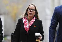 Tamara Lich arrives to the Ottawa Courthouse in Ottawa on Friday, Nov. 3, 2023. Lich's defence team says there's no evidence to support that she and hew fellow "Freedom Convoy" organizer should be viewed as conspirators in court, because their actions were not illegal.THE CANADIAN PRESS/Sean Kilpatrick