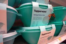 CHICAGO, ILLINOIS - APRIL 10: Tupperware products are offered for sale at a retail store on April 10, 2023 in Chicago, Illinois. Tupperware stock closed down nearly 50 percent today after the company warned that it may go out of business.  (Photo by Scott Olson/Getty Images)