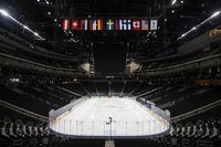 Rogers Place arena sits empty after the cancellation of the IIHF World Junior Hockey Championship in Edmonton on Wednesday, Dec. 29, 2021. THE CANADIAN PRESS/Jason Franson