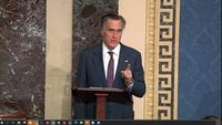 In this screenshot taken from a congress.gov webcast, Sen. Mitt Romney (R-UT) speaks during a Senate debate session to ratify the 2020 presidential election at the U.S. Capitol on January 6, 2021 in Washington, DC. Congress has reconvened to ratify President-elect Joe Biden's 306-232 Electoral College win over President Donald Trump, hours after a pro-Trump mob broke into the U.S. Capitol and disrupted proceedings.  (Photo by congress.gov via Getty Images)