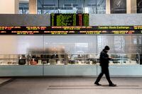 The TSX ticker is photographed in Toronto, on Thursday, February 27, 2020.