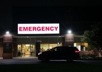The emergency room entrance is shown at the Northumberland Hills Hospital in Cobourg, Ont. on Sept. 21, 2021. THE CANADIAN PRESS/Doug Ives