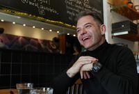 Jereme Bokitch, founder of hair salon Hedkandi, dines at UNA Pizza + Wine in Calgary, Alberta.