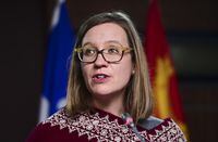 Karina Gould, Minister of International Development holds a press conference on Parliament Hill in Ottawa on Thursday, Dec. 10, 2020. THE CANADIAN PRESS/Sean Kilpatrick
