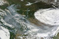 Smoke from wildfires burning in Western Canada can be seen in a Wednesday, May 17, 2023, satellite handout image. THE CANADIAN PRESS/HO-NASA Worldview **MANDATORY CREDIT**