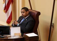 Virginia Lieutenant Governor Justin Fairfax presides over a session of the state senate. (File Photo).