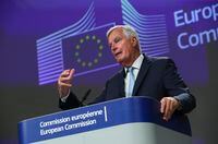 European Union chief Brexit negotiator Michel Barnier speaks during a media conference after Brexit trade talks between the EU and the UK, in Brussels, on Aug. 21, 2020.