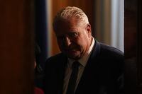 Ontario Premier Doug Ford leaves a news conference following his meeting with Toronto Mayor Olivia Chow at the Queens Park Legislature in Toronto on Monday, Sept.18, 2023.THE CANADIAN PRESS/Chris Young