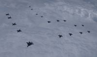 In this photo provided by South Korea Defense Ministry, U.S. and South Korea Air Force fighter jets including South Korea's F-35A stealth fighters – and U.S. F-16 fighter jets, fly in formation during a joint drill on Tuesday, June, 7, 2022. The South Korean and U.S. militaries flew 20 fighter jets over South Korea's western sea Tuesday in a continued show of force as a senior U.S. official warned of a forceful response if North Korea goes ahead with its first nuclear test explosion in nearly five years. (South Korea Defense Ministry via AP)