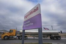A tanker pulls into an ExxonMobil fuel storage and distribution facility in Irving, Texas, Wednesday, Jan. 25, 2023. Environmental groups are celebrating after ExxonMobil relinquished offshore oil and gas exploration permits in British Columbia dating back more than 50 years. THE CANADIAN PRESS/AP-LM Otero