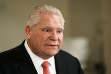 Ontario Premier Doug Ford attends a news conference at the Michener Institute of Education in Toronto, Thursday, Dec. 1, 2022.&nbsp;Ford is set to hold a press conference today, where he is expected to announce that the province will perform thousands more surgeries in private facilities in an effort to tackle the growing backlog.&nbsp;THE CANADIAN PRESS/Chris Young