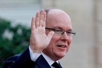 In this Sept. 30 2019, file photo, Prince Albert of Monaco leaves the Elysee Palace, in Paris.