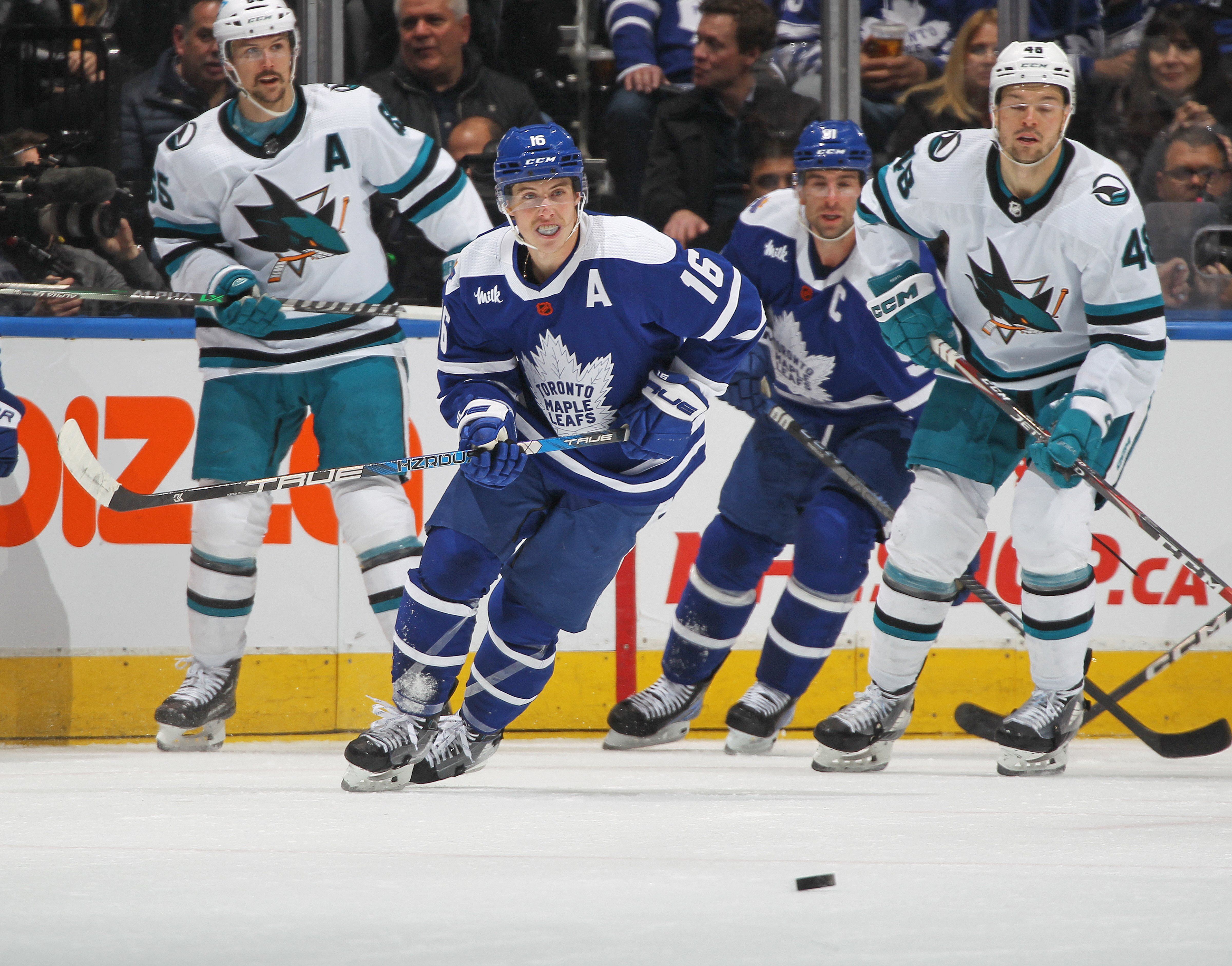 Leafs down Sharks as Marner ties franchise record with 18-game