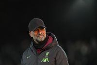 Liverpool's manager Jurgen Klopp is seen before the English League Cup semi final second leg soccer match between Fulham and Liverpool, at Craven Cottage stadium in London, England, Wednesday, Jan. 24, 2024. (AP Photo/Kin Cheung)