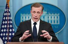 FILE PHOTO: U.S. White House national security adviser Jake Sullivan speaks at a press briefing at the White House in Washington, U.S., December 12, 2022. REUTERS/Kevin Lamarque
