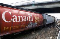A Canadian Pacific Rail train hauling grain passes through Calgary, Thursday, May 1, 2014.&nbsp; THE CANADIAN PRESS/Jeff McIntosh