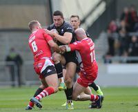 Toronto Wolfpack's Sonny Bill Williams is wrapped up by Salford Red Devils players during Betfred Super League rugby action in Manchester, Eng., Saturday, Feb. 8, 2020. The Betfred Super League schedule doesn't get any easier for the Toronto Wolfpack with a visit to Wigan on Thursday. And with star signing Sonny Bill Williams back home for the birth of his fourth child, an injury to halfback Joe Mellor and continuing visa woes for New Zealand international Chase Stanley, the transatlantic rugby league team's roster is thin for its first-ever Thursday match. THE CANADIAN PRESS/HO-Steve Gaunt, Touchlinepics Sports and Event Photography MANDATORY CREDIT