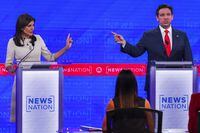 FILE PHOTO: Former U.S. Ambassador to the United Nations Nikki Haley and Florida Governor Ron DeSantis participate in the fourth Republican candidates' debate of the 2024 U.S. presidential campaign hosted by NewsNation at the University of Alabama in Tuscaloosa, Alabama, U.S. December 6, 2023. REUTERS/Brian Snyder/File Photo