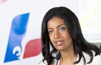 Quebec Liberal leader Dominique Anglade responds to questions during a campaign stop in St-Lambert, Que., Wednesday, Sept. 21, With her party stuck in a virtual tie for second in the polls, Anglade is putting more of herself forward this week in an attempt to turn around her team's fortunes. THE CANADIAN PRESS/Paul Chiasson