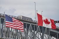A truck crosses the Bluewater Bridge border crossing between Sarnia, Ont., and Port Huron, Michigan on Sunday August 16, 2020. THE CANADIAN PRESS/Geoff Robins