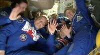 Canadian Space Agency astronaut David Saint-Jacques waves upon uniting with the rest of the crew members on the International Space Station (ISS) after its capsule hatch opened upon docking in this still image captured from NASA video in space, December 3, 2018.  Courtesy NASA TV/Handout via REUTERS  ATTENTION EDITORS -  THIS IMAGE HAS BEEN SUPPLIED BY A THIRD PARTY. 