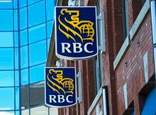 The RBC Royal Bank of Canada logo is seen in Halifax on Tuesday, April 2, 2019. New York City comptroller Brad Lander and three of the city's pension funds are offering shareholder proposals calling on several banks including Royal Bank of Canada to disclose absolute greenhouse gas emissions targets for 2030. THE CANADIAN PRESS/Andrew Vaughan