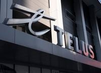 The sign on the front of the Telus head office is shown in Toronto on Thursday, February 11, 2021. THE CANADIAN PRESS/Frank Gunn