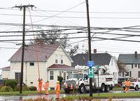 Crews from Nova Scotia Power work on reconnecting the power grid to the Glace Bay Hospital knocked out by Hurricane Fiona, in Glace Bay, N.S., Monday, Sept. 26, 2022. The premier of Nova Scotia has issued a stinging rebuke to the telecommunications companies that serve the province, saying too many Nova Scotians are still without cellphone service, four days after post-tropical storm Fiona roared across Atlantic Canada. THE CANADIAN PRESS/Vaughan Merchant