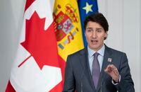 Prime Minister Justin Trudeau delivers a statement after meeting with Prime Minister of Spain, Pedro Sánchez, in Madrid on Thursday, June 30, 2022. THE CANADIAN PRESS/Paul Chiasson