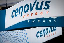 Cenovus Energy logos are on display at the Global Energy Show in Calgary, Alta., Tuesday, June 7, 2022. The Calgary-based oil company says its refinery throughput for the third quarter of 2022 and the first quarter of 2023 will be weaker than expected.THE CANADIAN PRESS/Jeff McIntosh