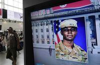 FILE - A TV screen shows a file image of American soldier Travis King during a news program at the Seoul Railway Station in Seoul, South Korea on Aug. 16, 2023. North Korea says on Wednesday, Sept. 27, it has decided to expel a U.S. soldier who crossed into the country through the heavily armed inter-Korean border in July. (AP Photo/Ahn Young-joon, File)