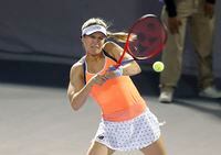 Canada's Eugenie Bouchard hits a return to Sara Sorribes Tormo, of Spain, during the women's final in the Abierto of Zapopan tennis tournament in Zapopan, Mexico, Saturday, March 13, 2021. THE CANADIAN PRESS/AP-Refugio Ruiz