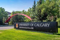 The University of Calgary entrance sign and arch on July 13, 2014 in Calgary, Alberta.