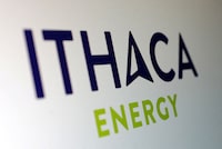 FILE PHOTO: The Ithaca Energy logo is seen in this Illustration taken, October 18, 2022. REUTERS/Dado Ruvic/Illustration/File Photo