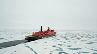 The Russian "50 Years of Victory" nuclear-powered icebreaker is seen at the North Pole on August 18, 2021. (Photo by Ekaterina ANISIMOVA / AFP) (Photo by EKATERINA ANISIMOVA/AFP via Getty Images)